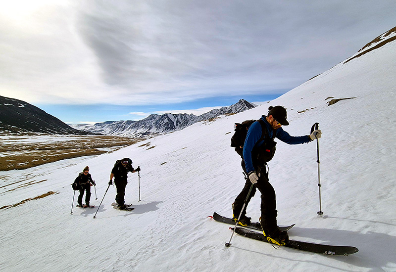 Ready to ski from Altai mountains